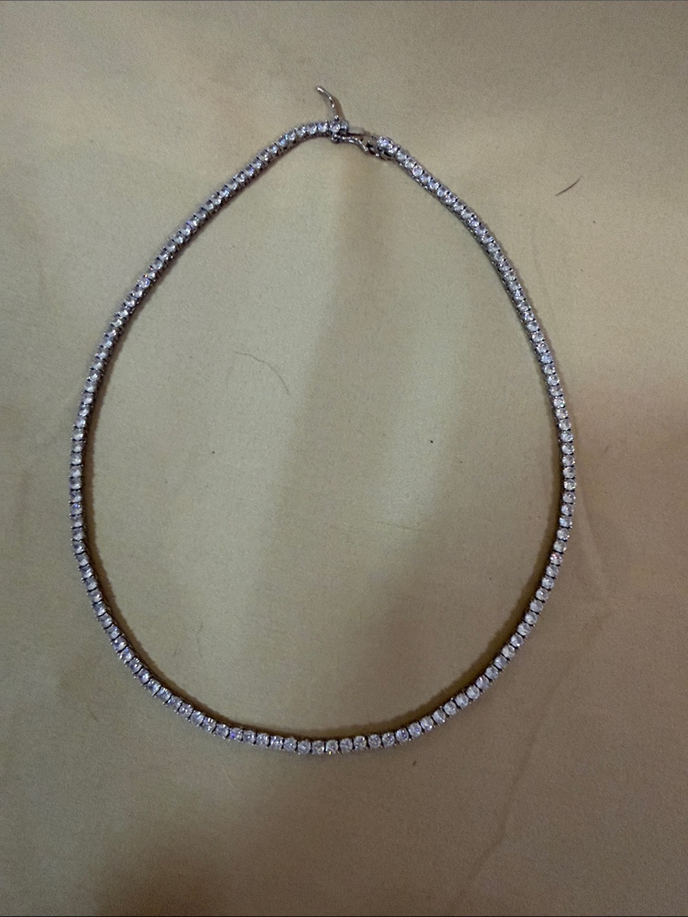 Classic Clear Crystal Tennis Necklace in Silver Tone